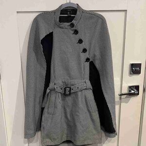 Stylish Black and White Houndstooth Coat